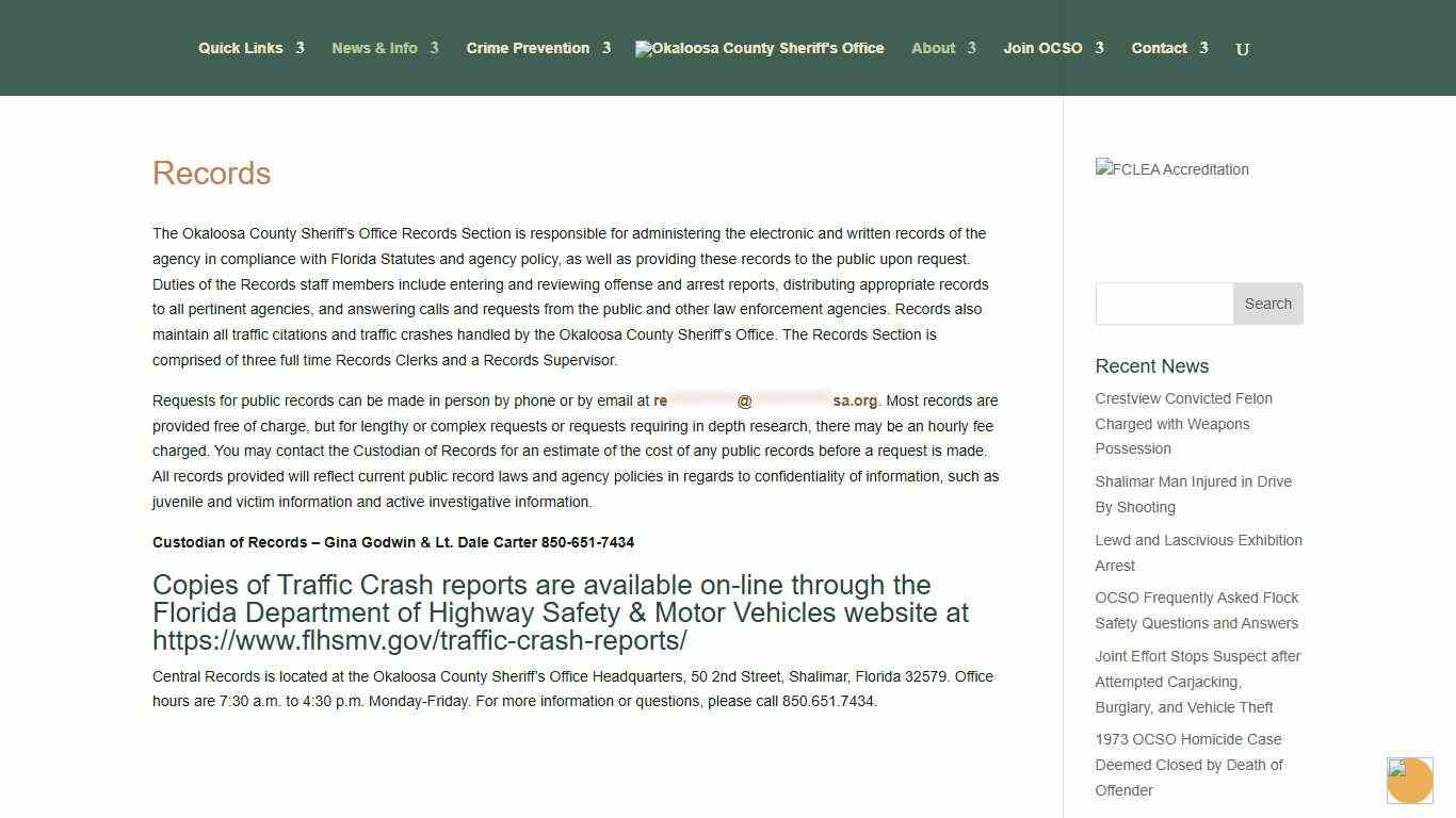 Records Okaloosa County Sheriff's Office