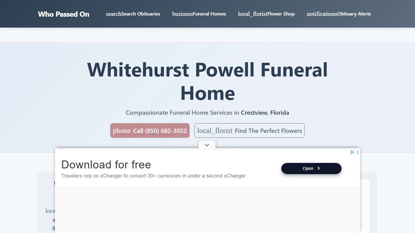 Whitehurst Powell Funeral Home Recent Obituaries Crestview, Florida Who Passed On
