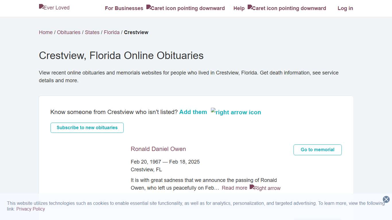 Crestview, Florida Online Obituaries Ever Loved